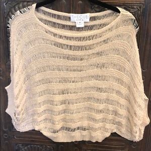The Cue by Cher Qu - Woven Knit Sweater Crop Top